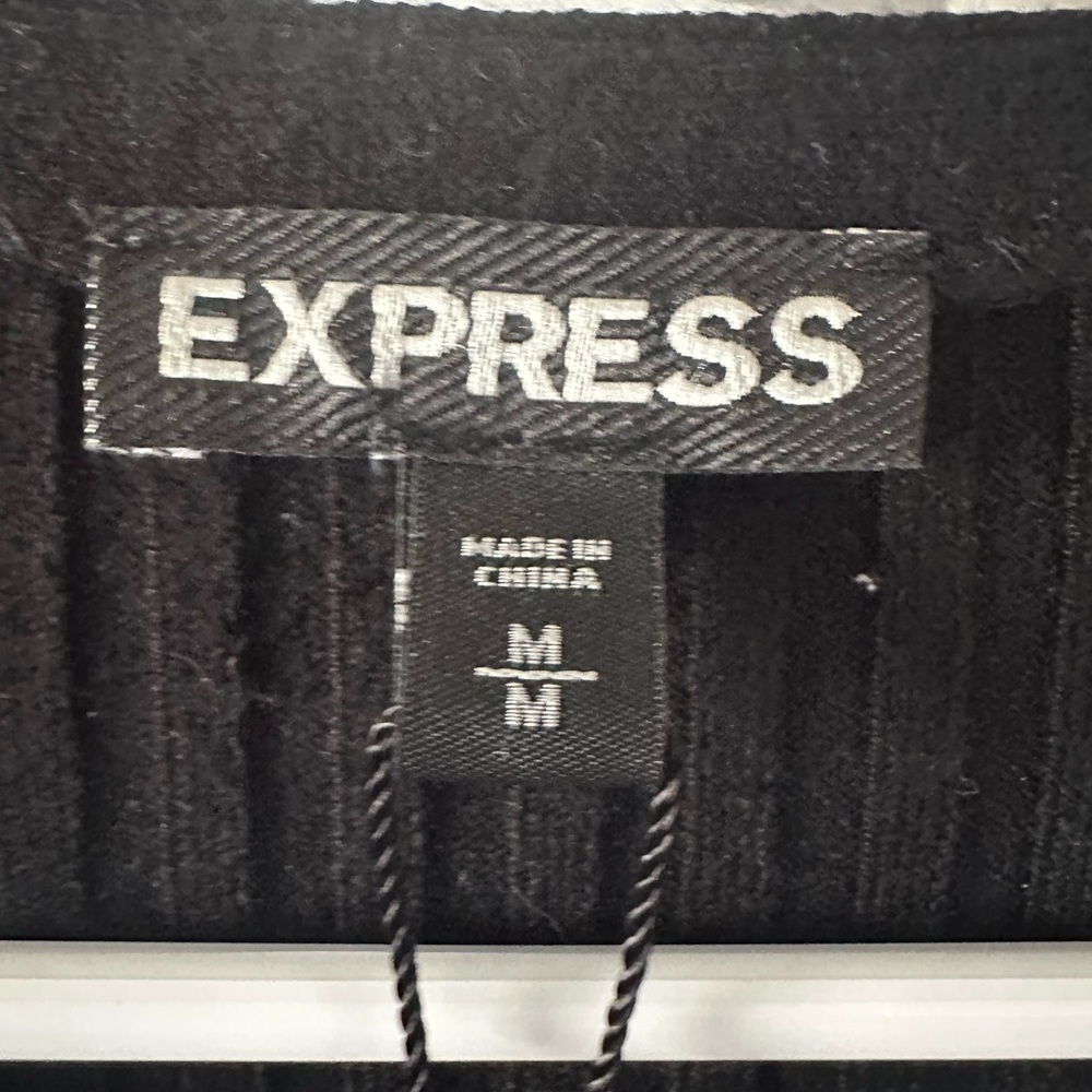 Express Black Ribbed Zip Cardigan - Picture 5 of 5
